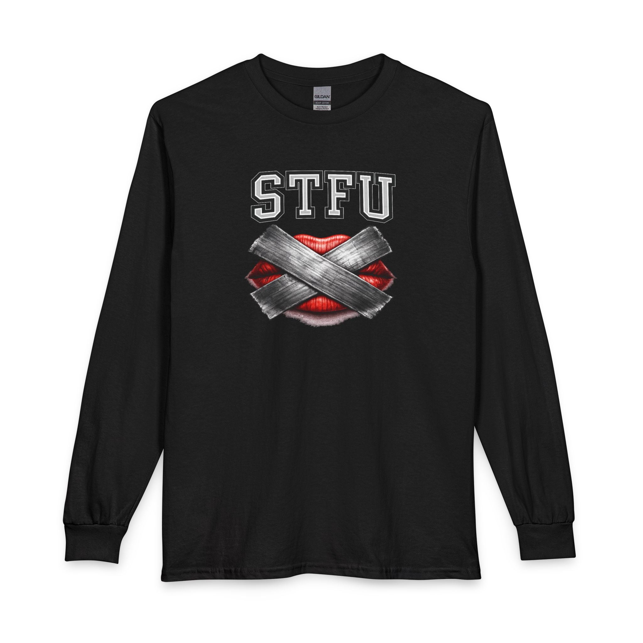 STFU Taped Lips Long Sleeve T-Shirt | Censored Graphic