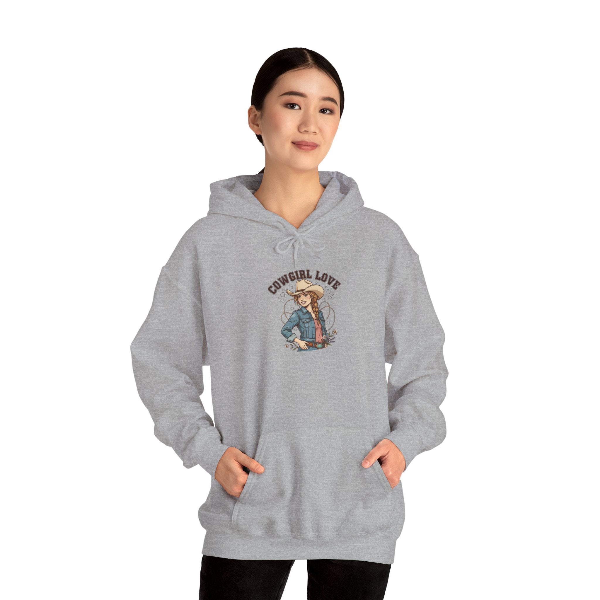 Cowgirl Love Hoodie | Western Valentine, boot heart bandana design