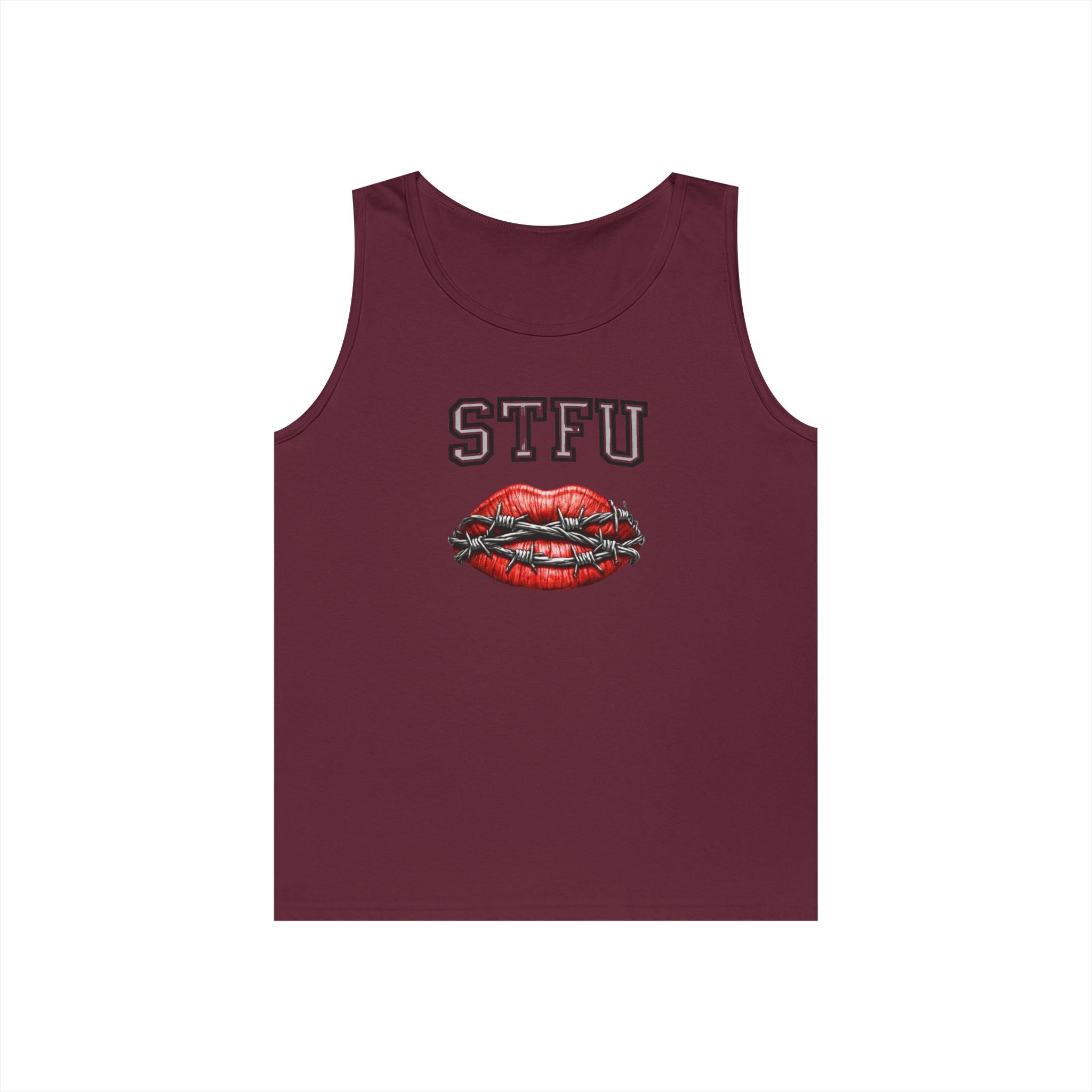 STFU Barbed Wire Lips Tank Top | Funny Censored Graphic