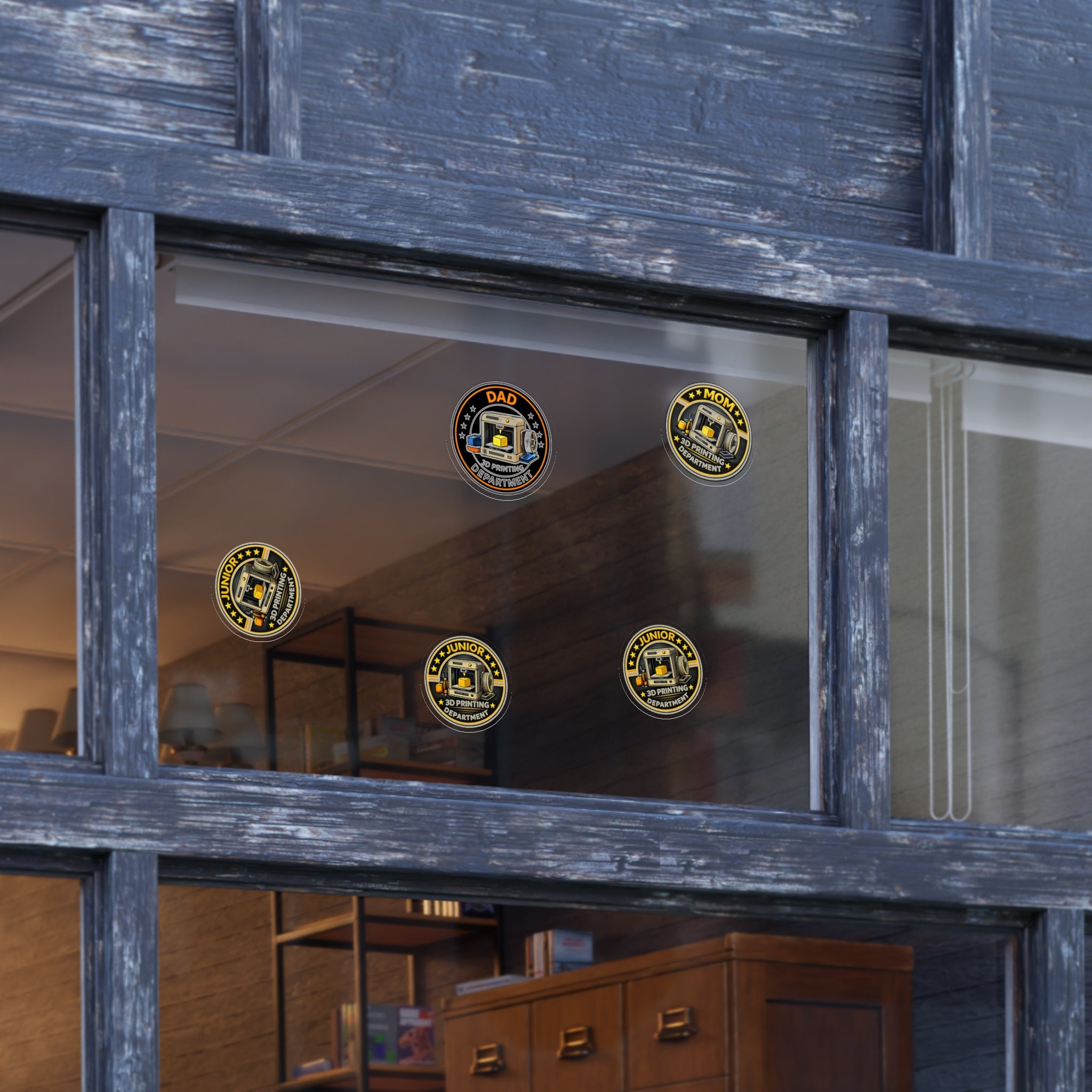 3D Printing Department Sticker Sheet, Sticker Set | Dad Mom Junior Holographic Badges