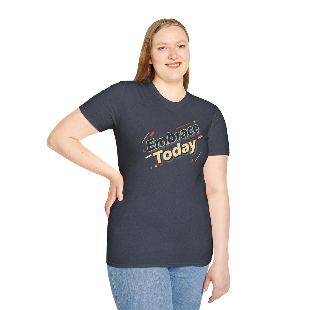 Embrace Today Tee | shadow typography shirt, 3D simple text