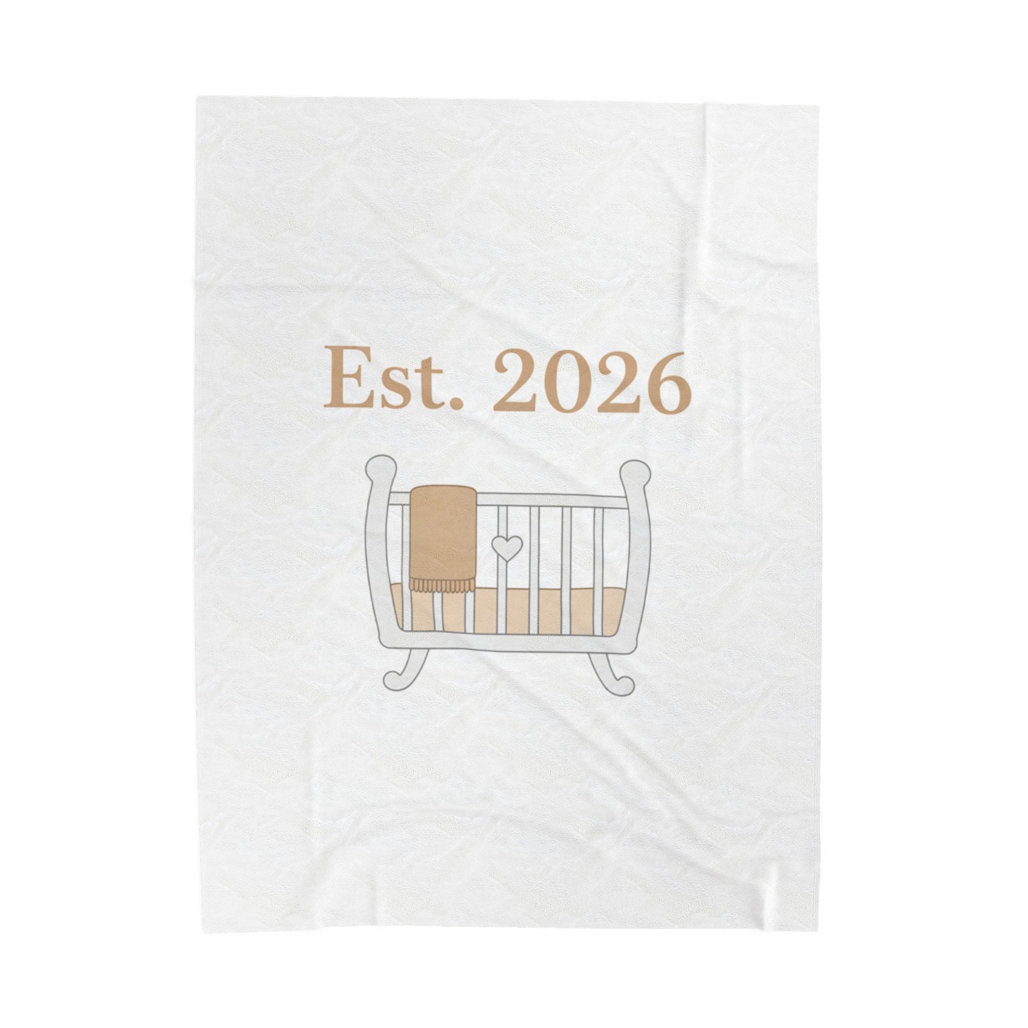 Est. 2026 Crib Illustration Velveteen Blanket | New Parent Keepsake