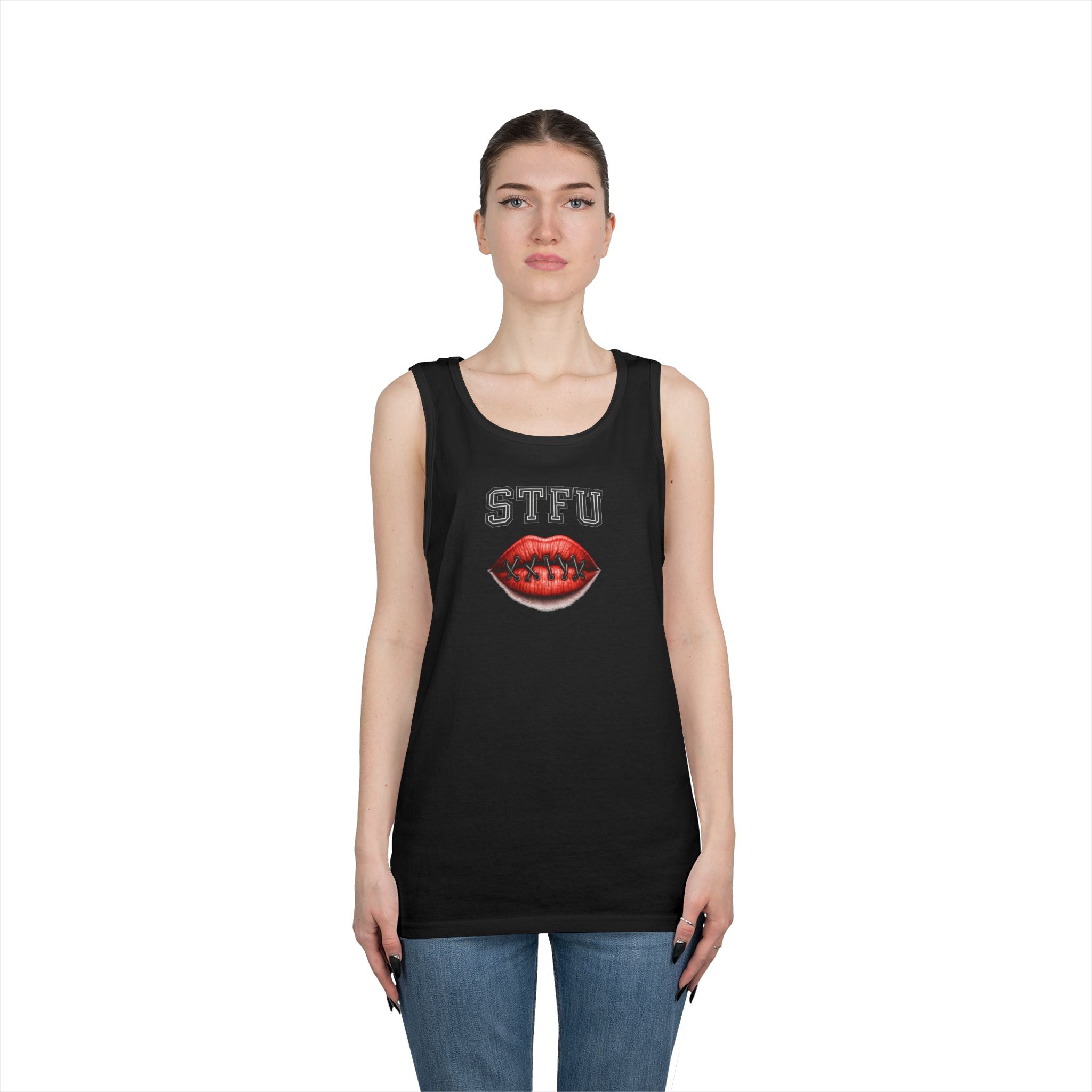 STFU Football Lips Tank Top | Funny Football Lip Graphic