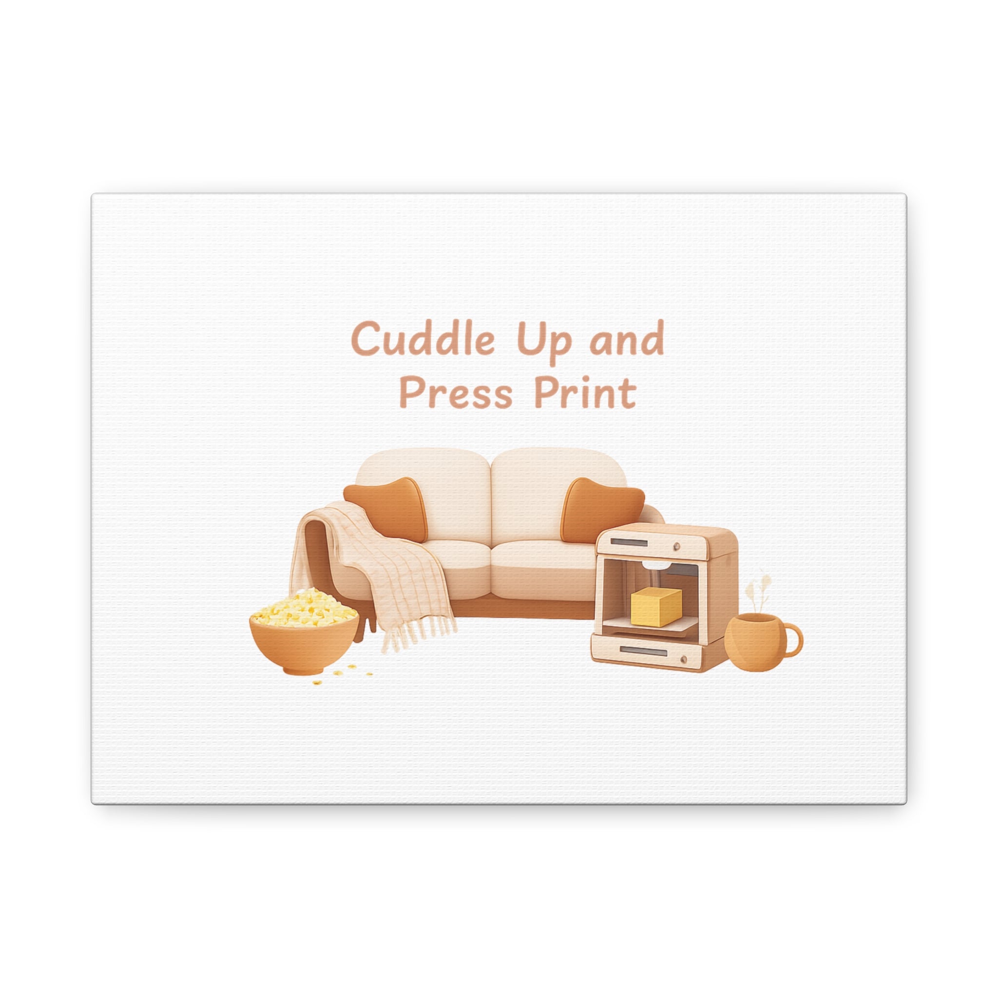 Cuddle Up and Press Print Canvas | cozy night art, home cinema decor