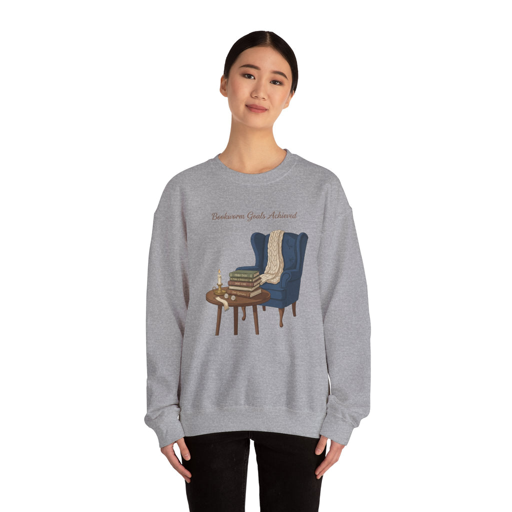Bookworm Goals Achieved Sweatshirt | Reading Challenge, Cozy Library Vibes