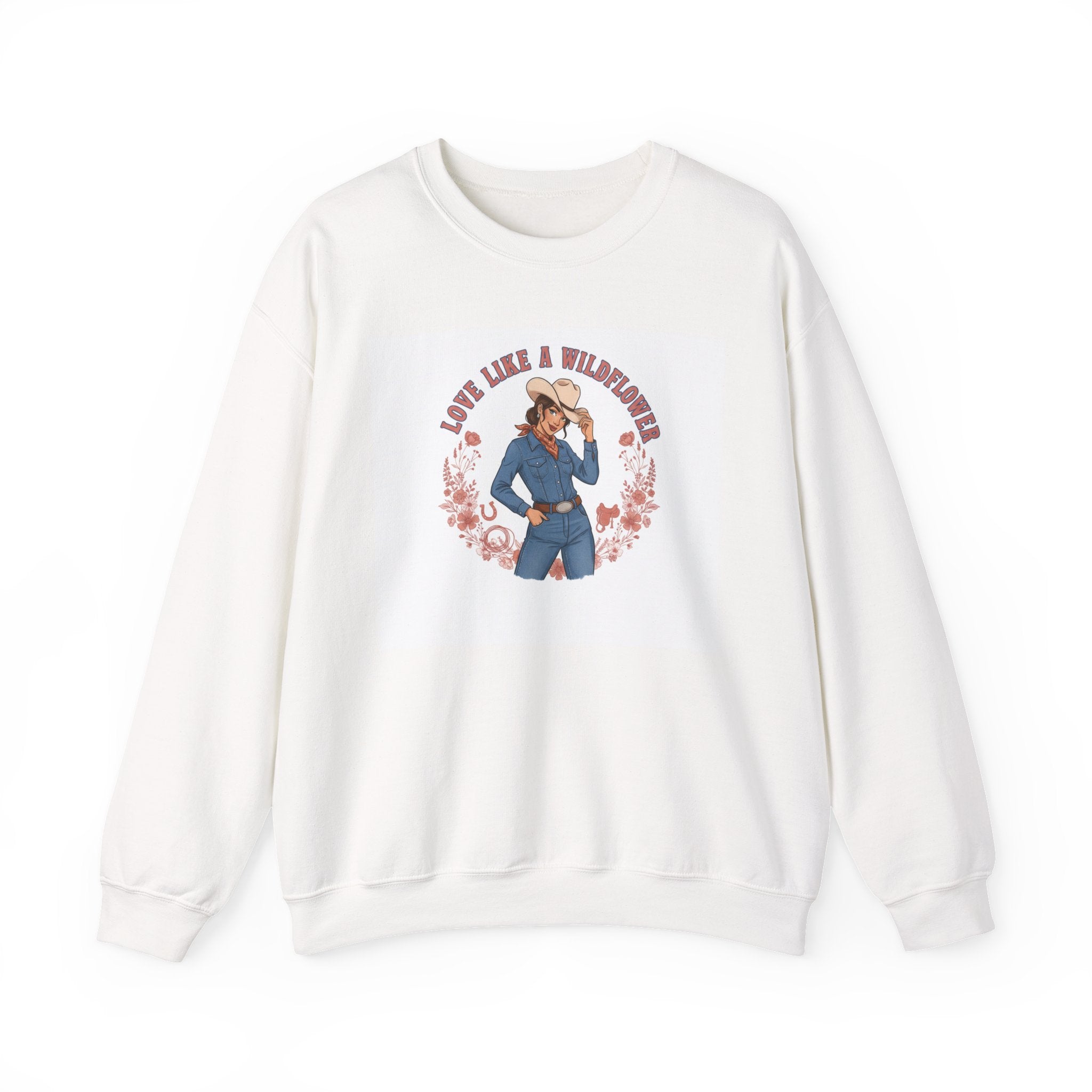 Cowgirl Love Badge Crewneck | Western Valentine, Boot Heart Design