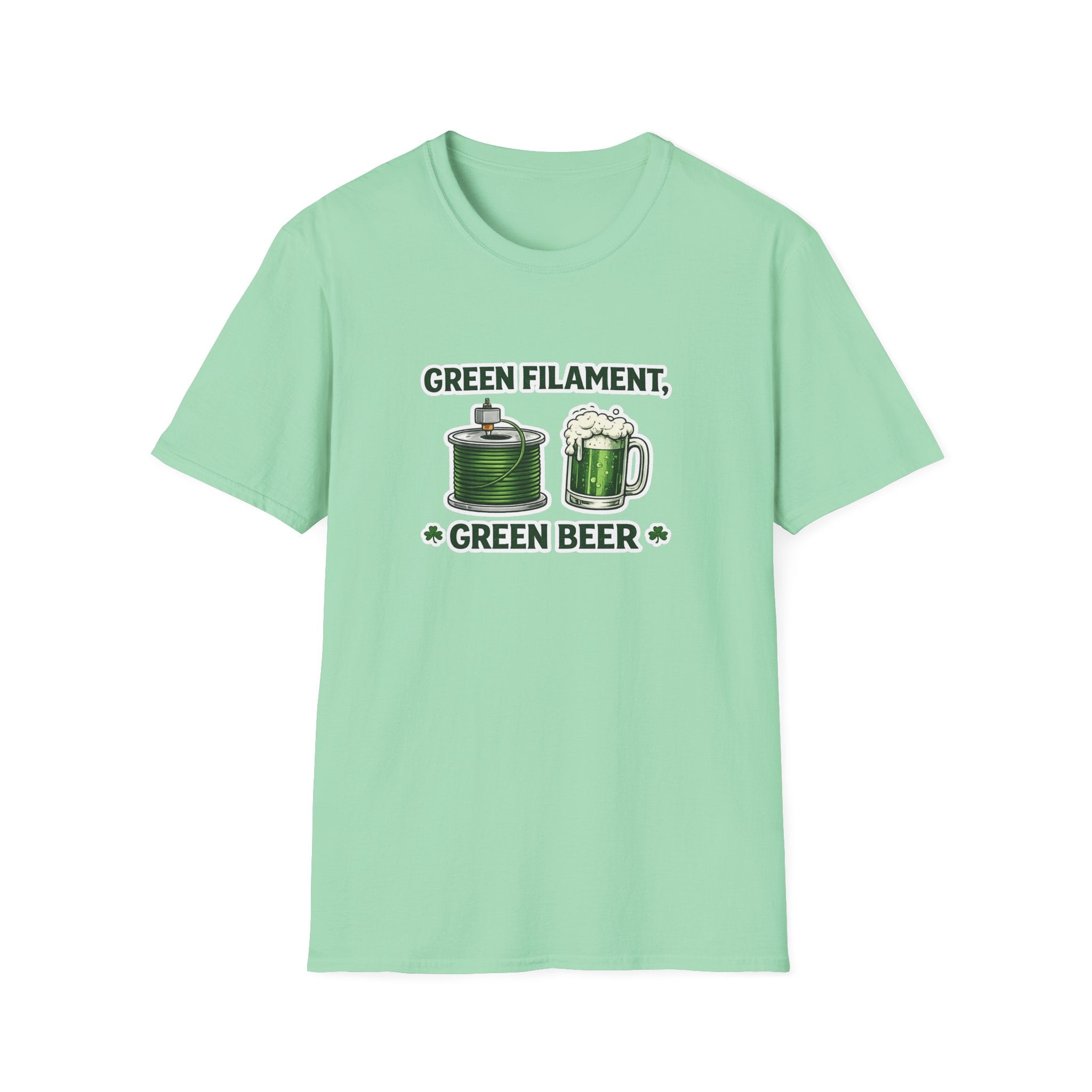 St. Patrick's Day 3D Printing T-Shirt - Green Filament & Green Beer - Funny Maker Holiday Tee