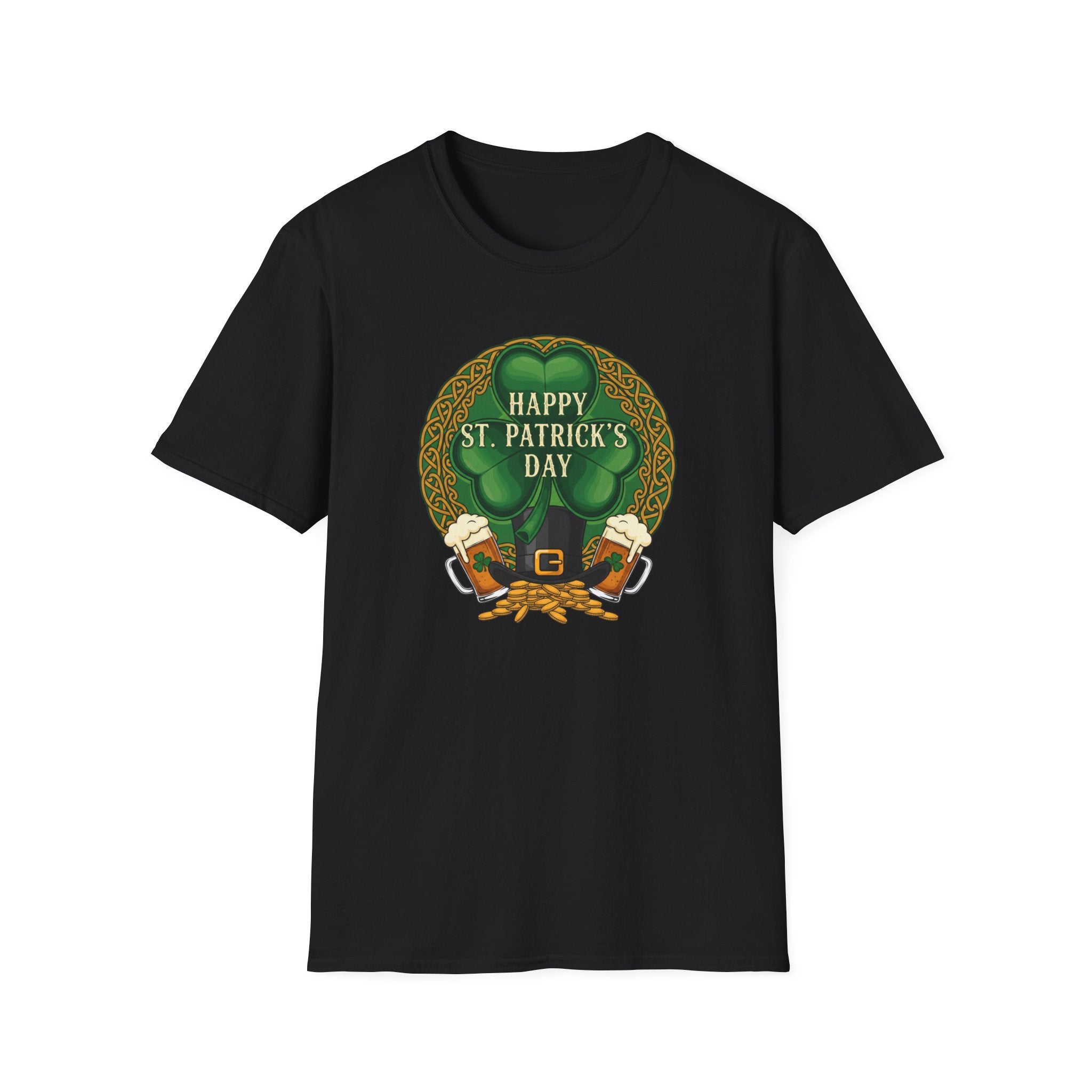 St. Patrick's Day T-Shirt — "Happy St. Patrick's Day" Leprechaun Beer Graphic