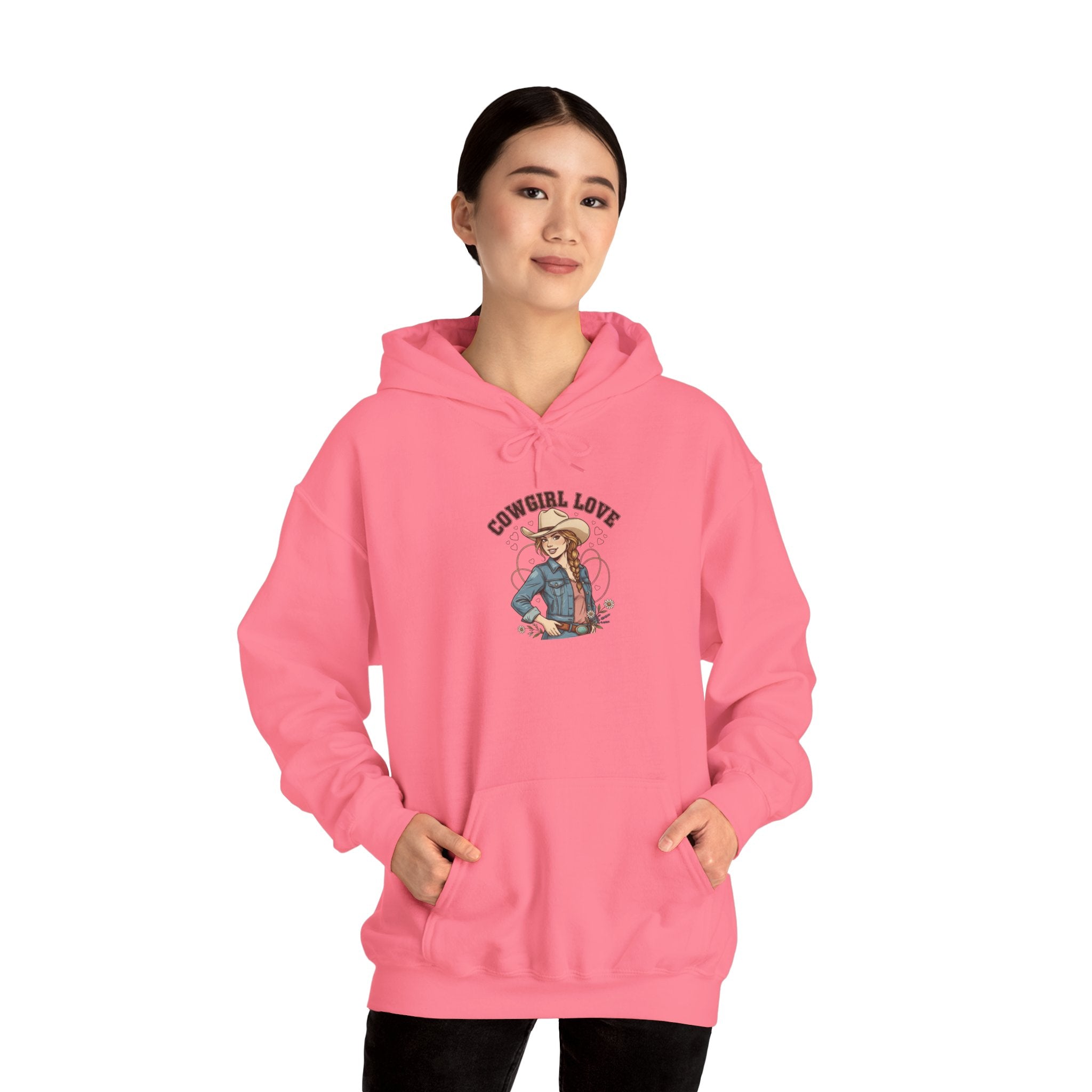 Cowgirl Love Hoodie | Western Valentine, boot heart bandana design