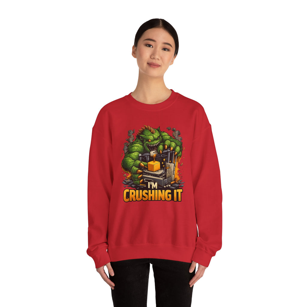 3D Printer Monster Crushing It sweatshirt | I'm Crushing It 3D Printing Crewneck