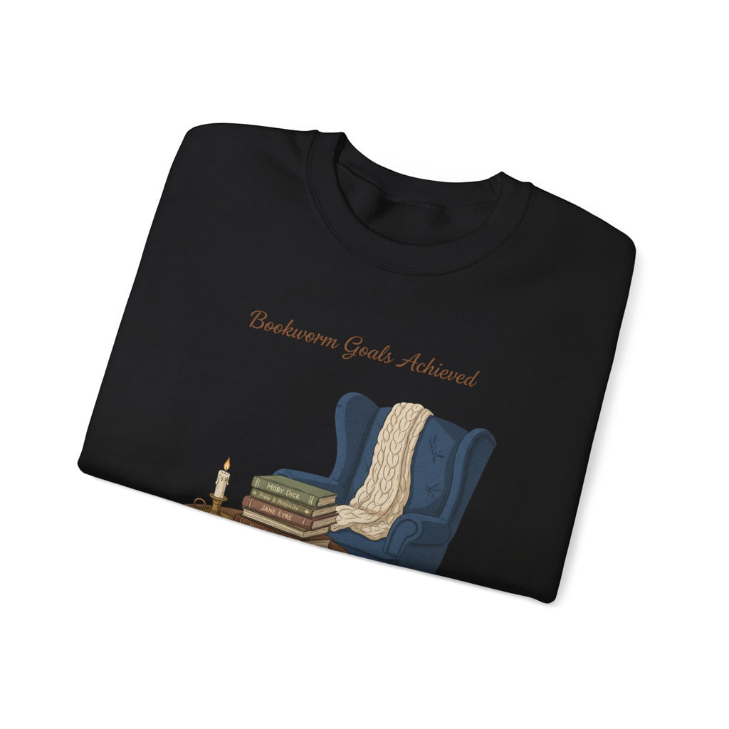 Bookworm Goals Achieved Sweatshirt | Reading Challenge, Cozy Library Vibes