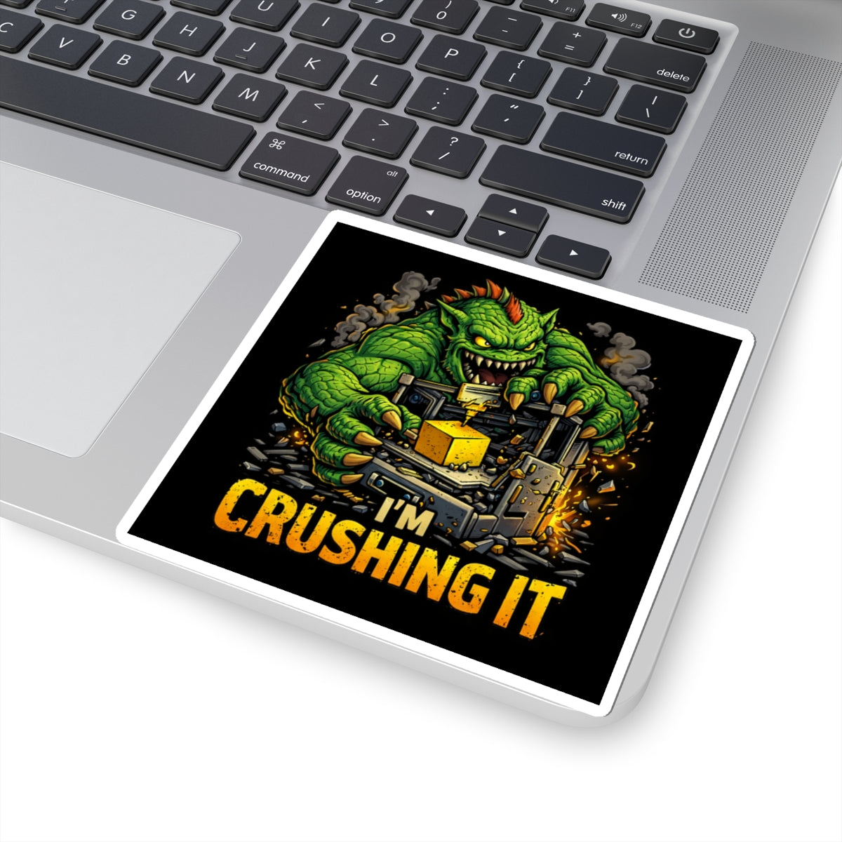 Monster Crushing 3D Printer Sticker | Kiss-Cut Vinyl Decal