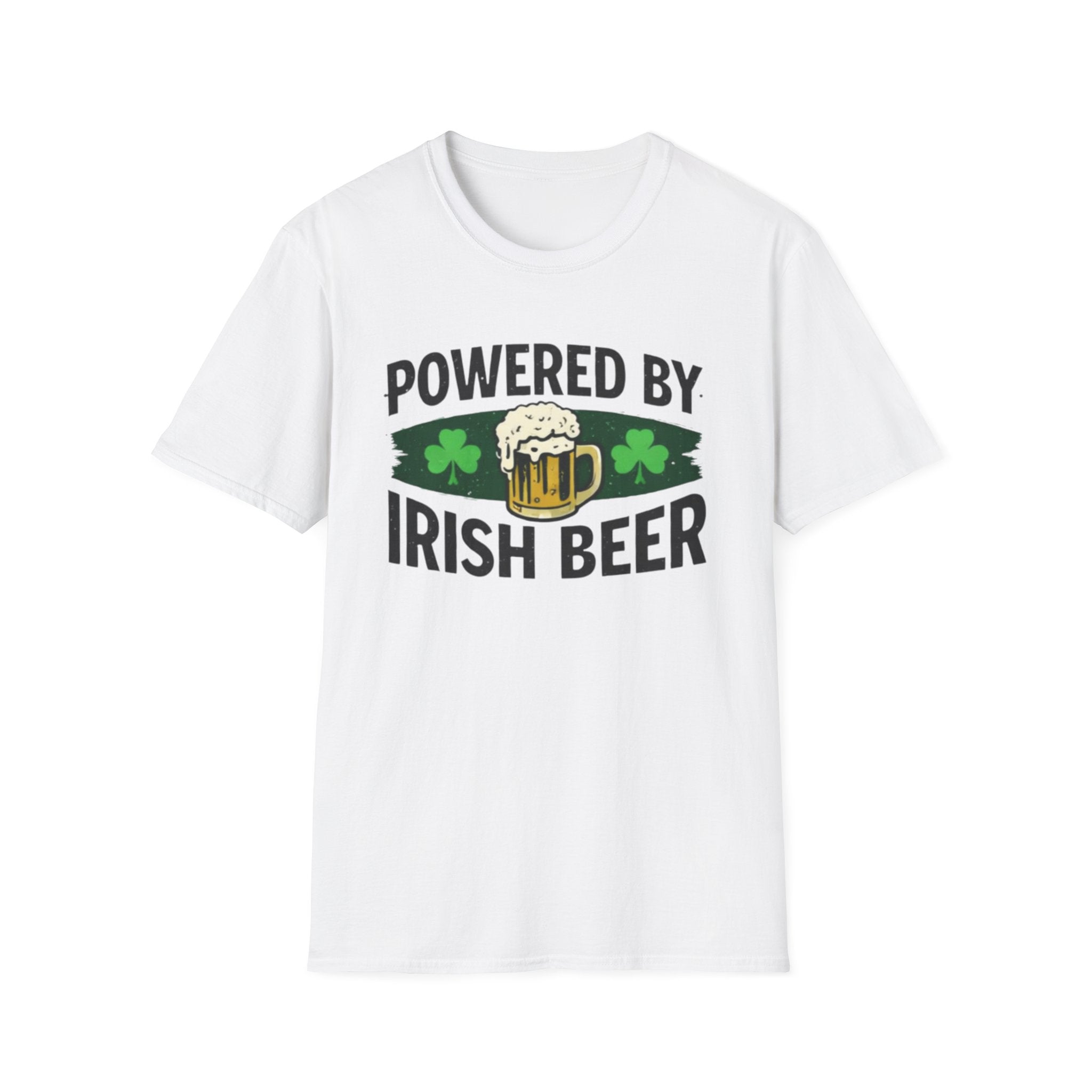 Powered By Irish Beer T-Shirt | Funny St. Patrick’s Day Beer Tee | Irish Pride Graphic Shirt