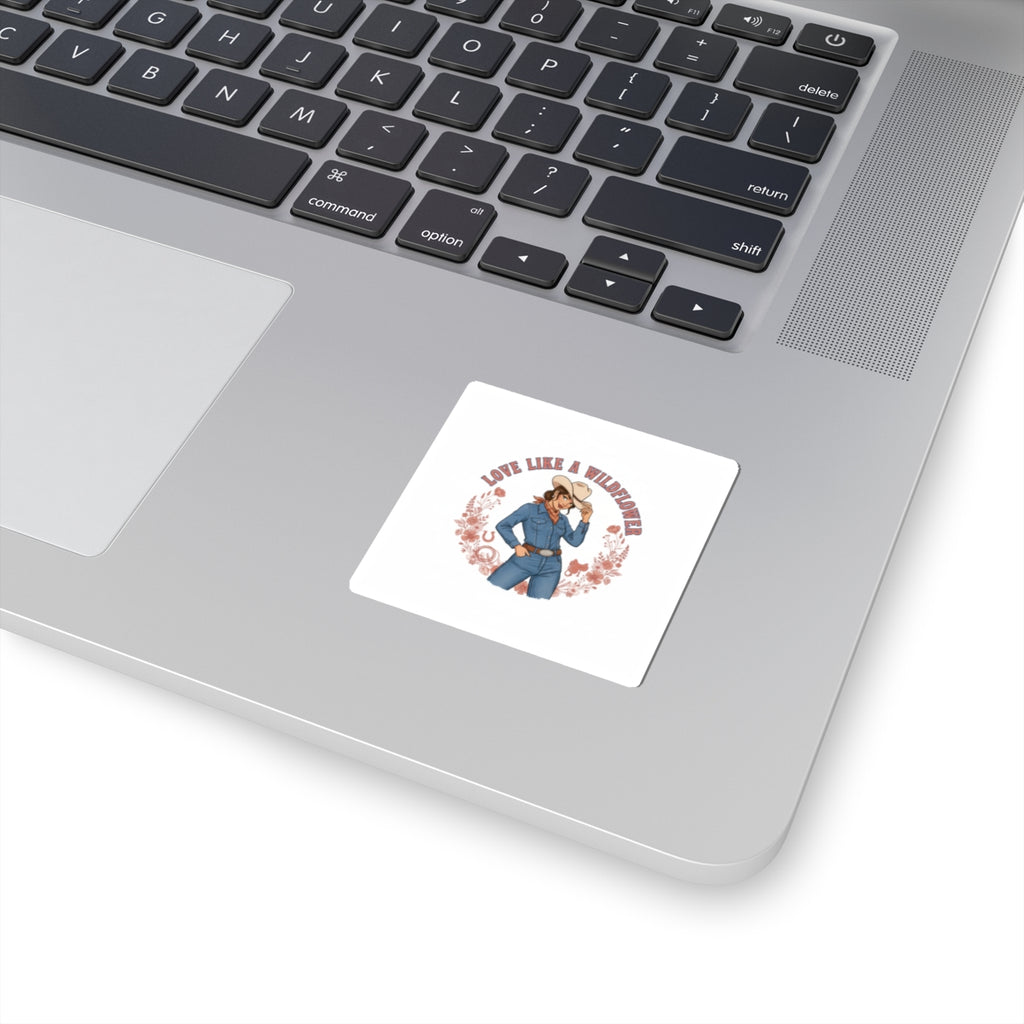 Love Like a Wildflower Kiss-Cut Sticker | Western Valentine, Cowgirl Boot Heart