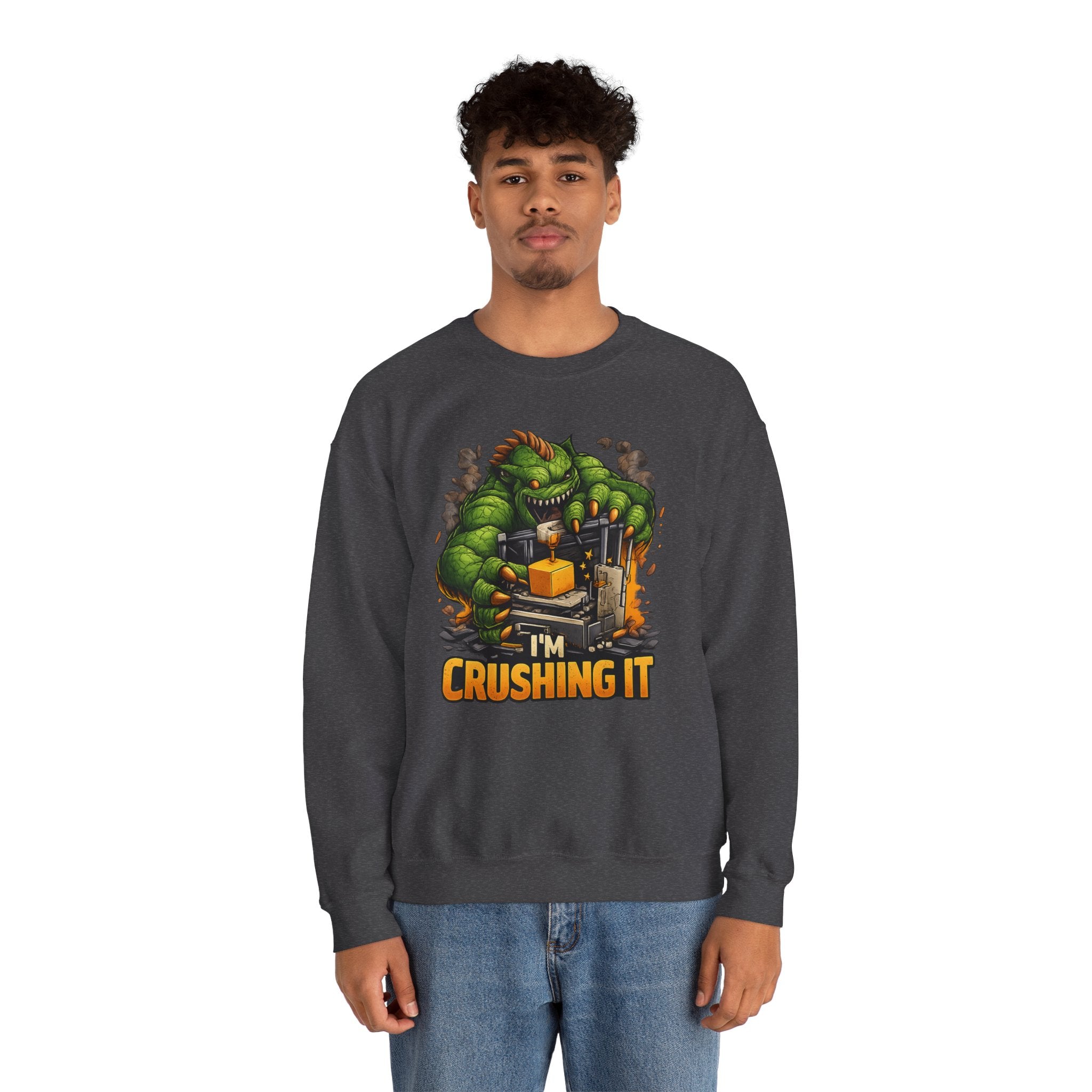 3D Printer Monster Crushing It sweatshirt | I'm Crushing It 3D Printing Crewneck