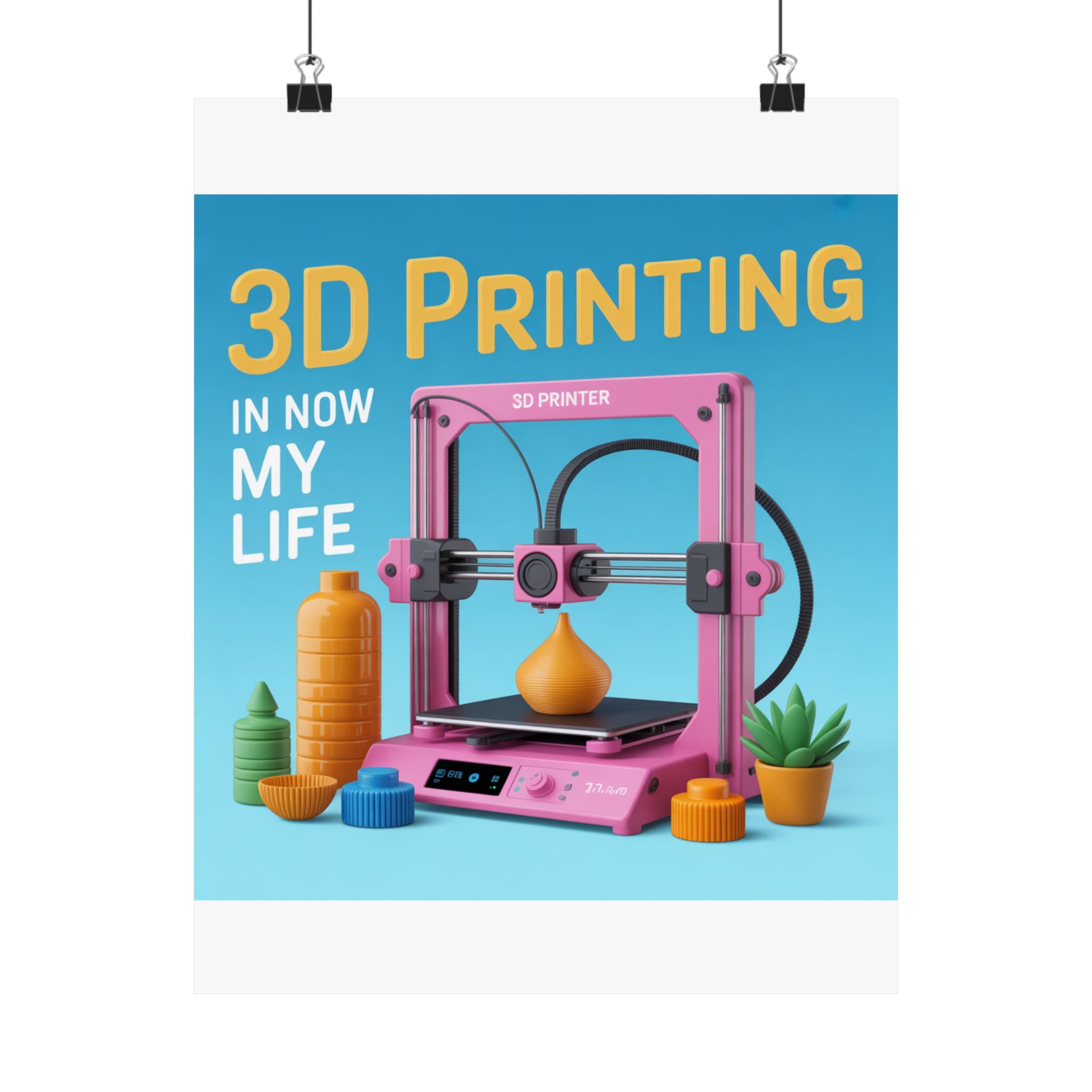 3D Printing Poster Matte Vertical Poster | 3D Printer Illustration, Tech Decor