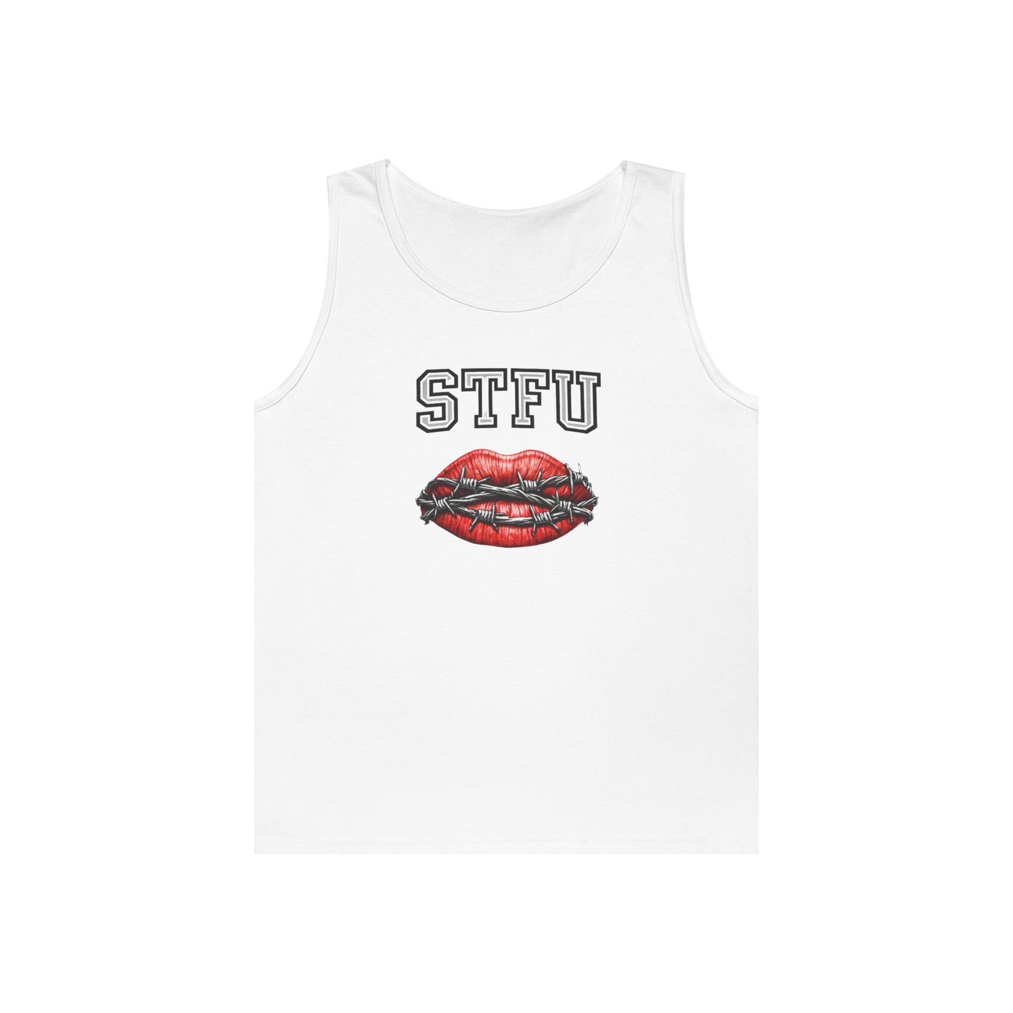 STFU Barbed Wire Lips Tank Top | Funny Censored Graphic