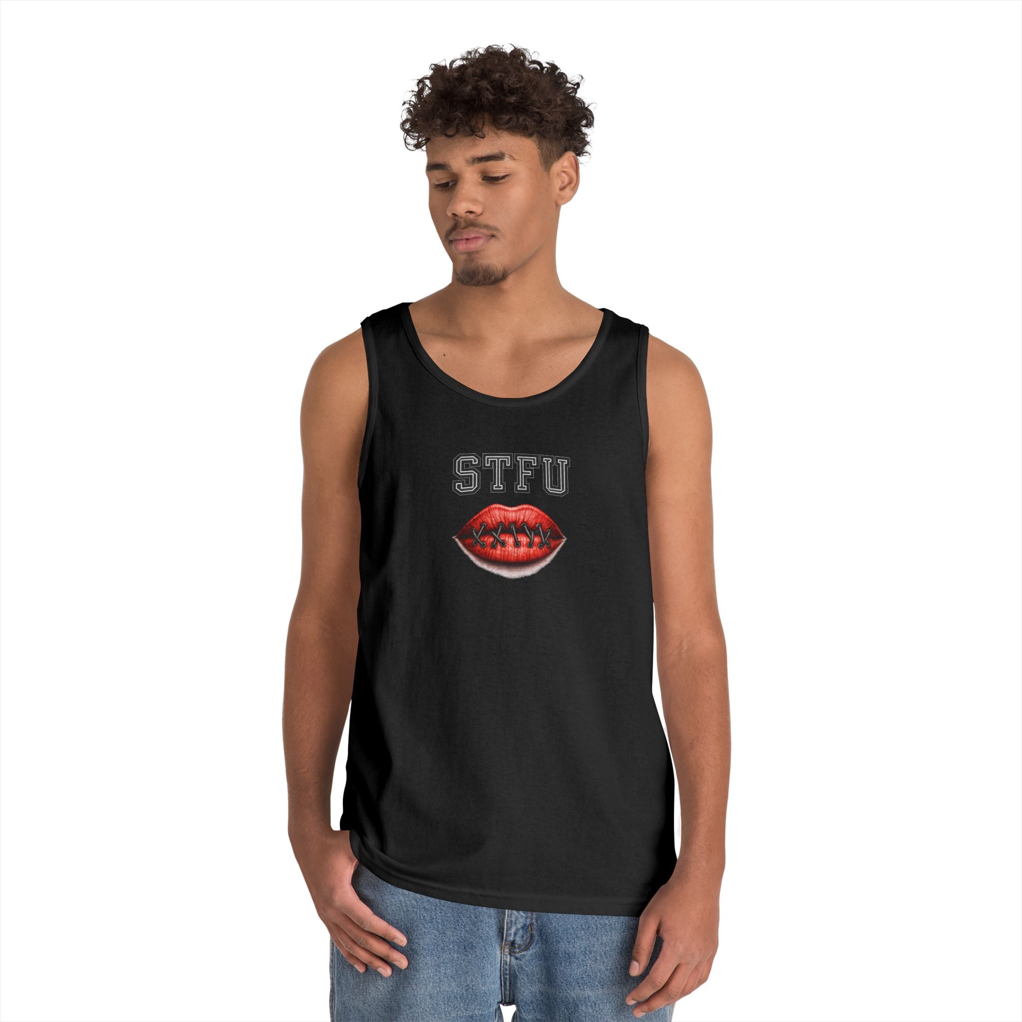 STFU Football Lips Tank Top | Funny Football Lip Graphic