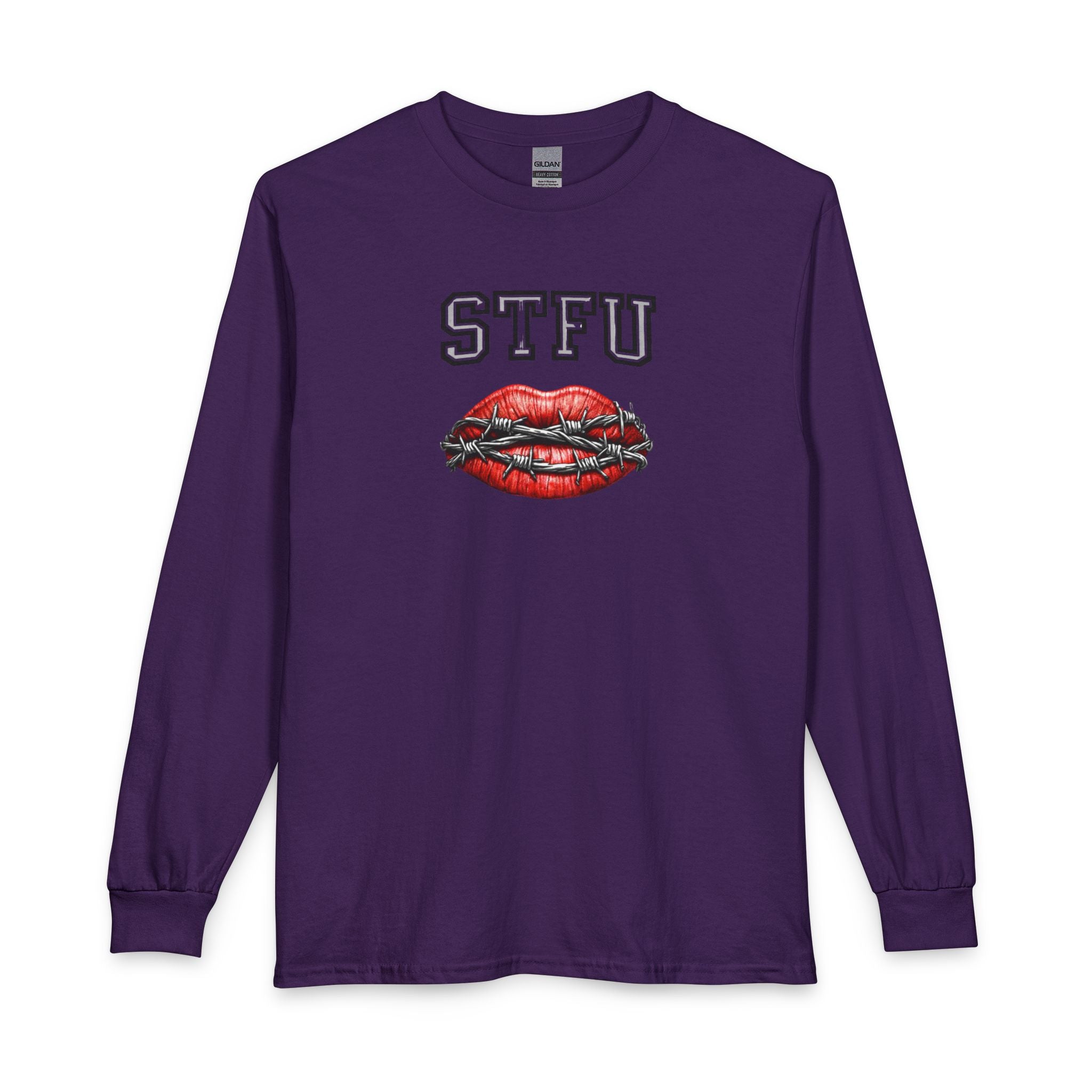 STFU Barbed Wire Lips Long Sleeve T-Shirt | Censored Graphic