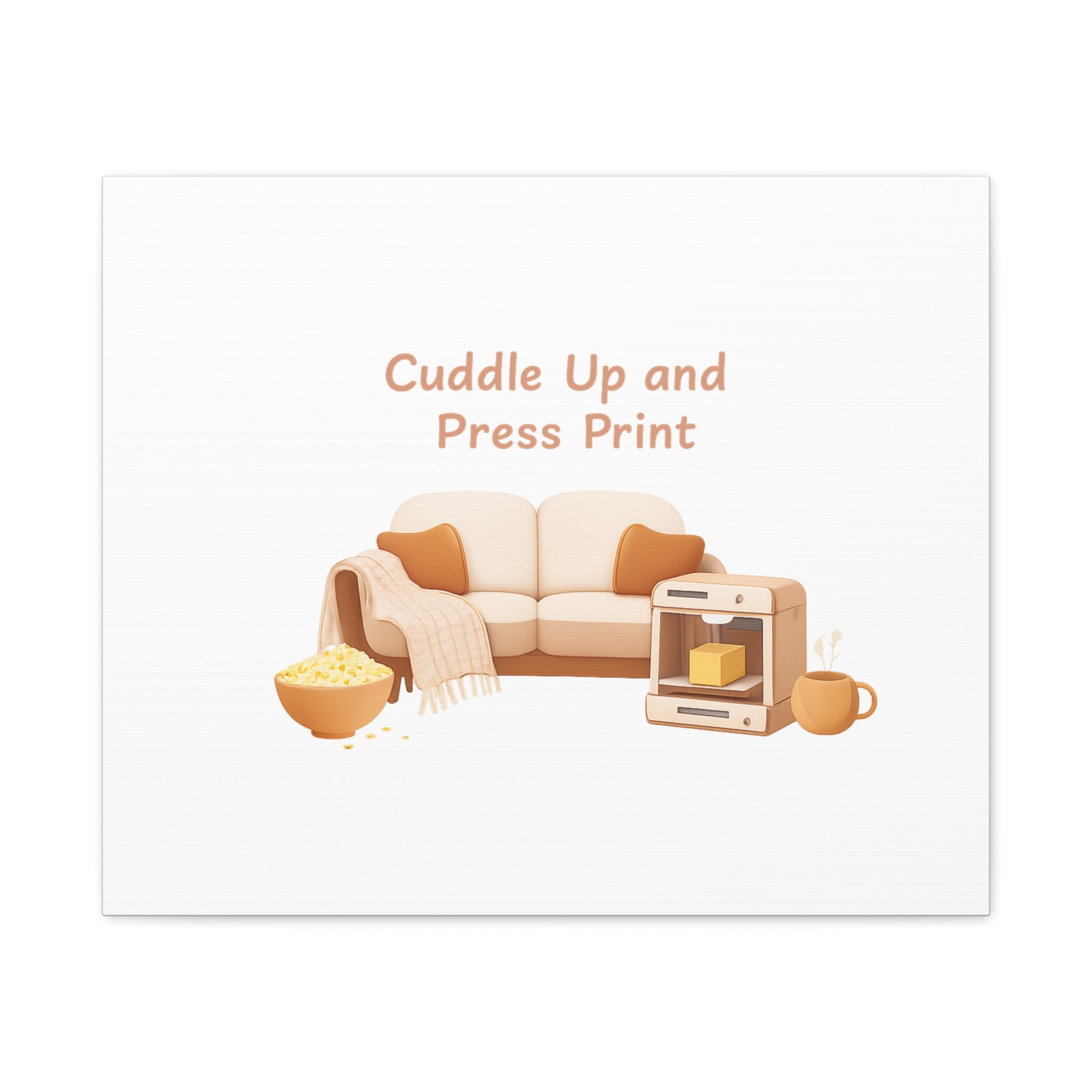 Cuddle Up and Press Print Canvas | cozy night art, home cinema decor