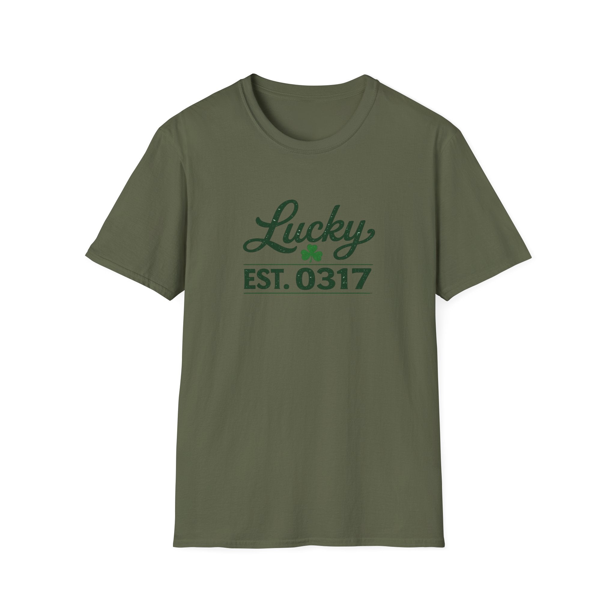 Lucky EST. 0317 T-Shirt - St. Patrick’s Day Shamrock Graphic Tee - Retro Lucky Irish Shirt