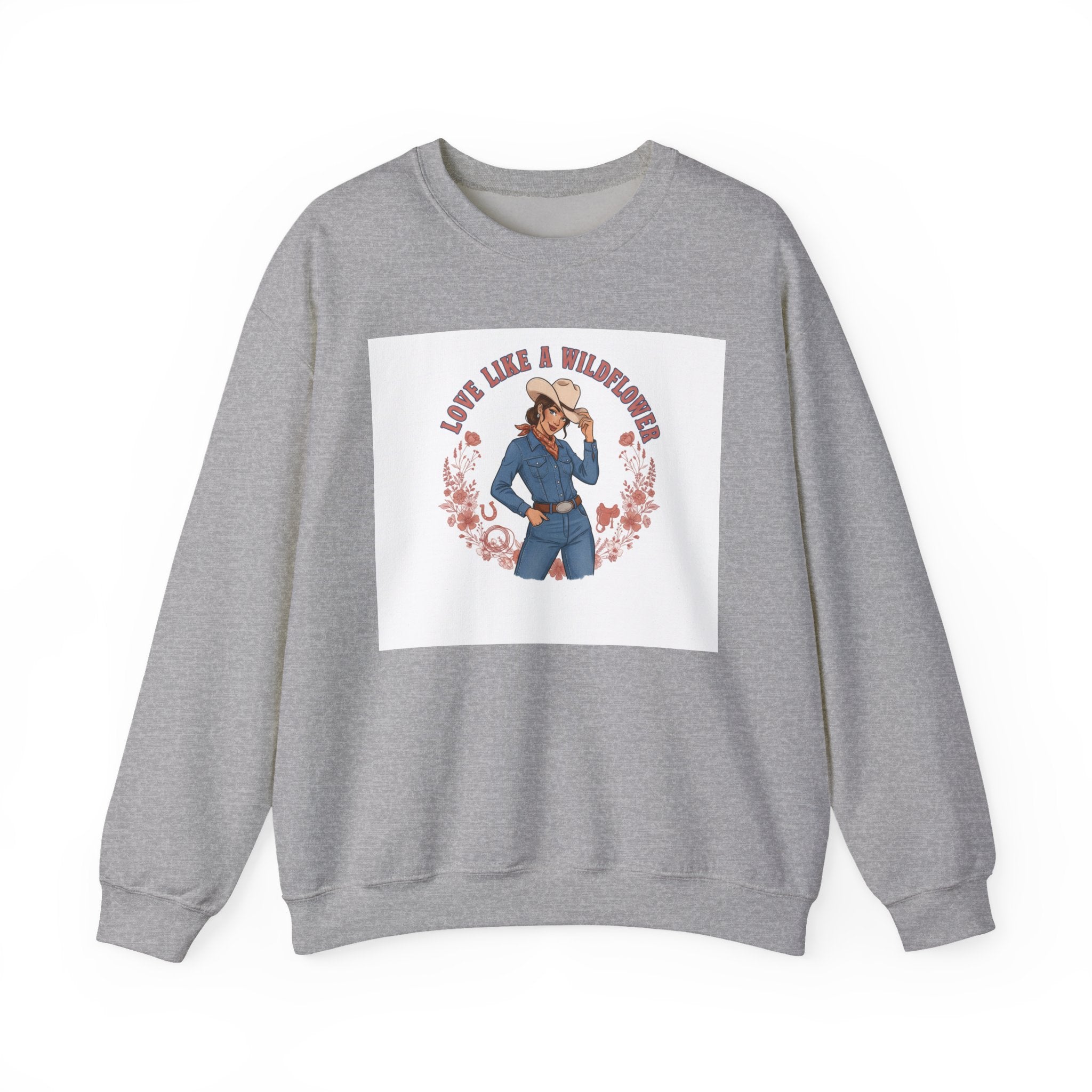 Cowgirl Love Badge Crewneck | Western Valentine, Boot Heart Design
