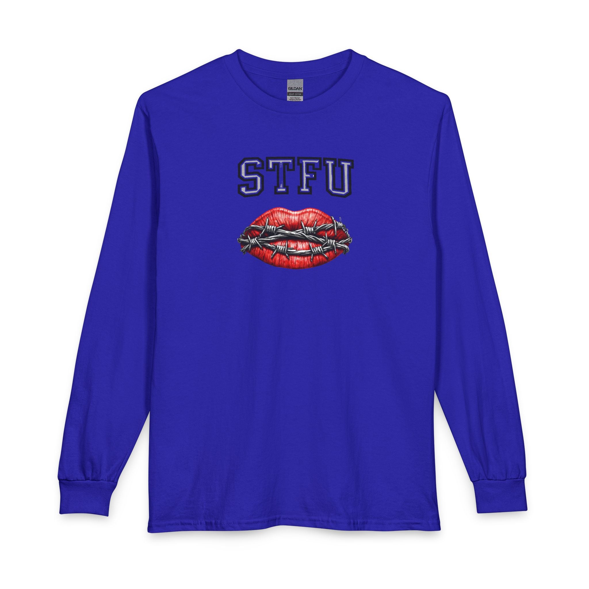 STFU Barbed Wire Lips Long Sleeve T-Shirt | Censored Graphic