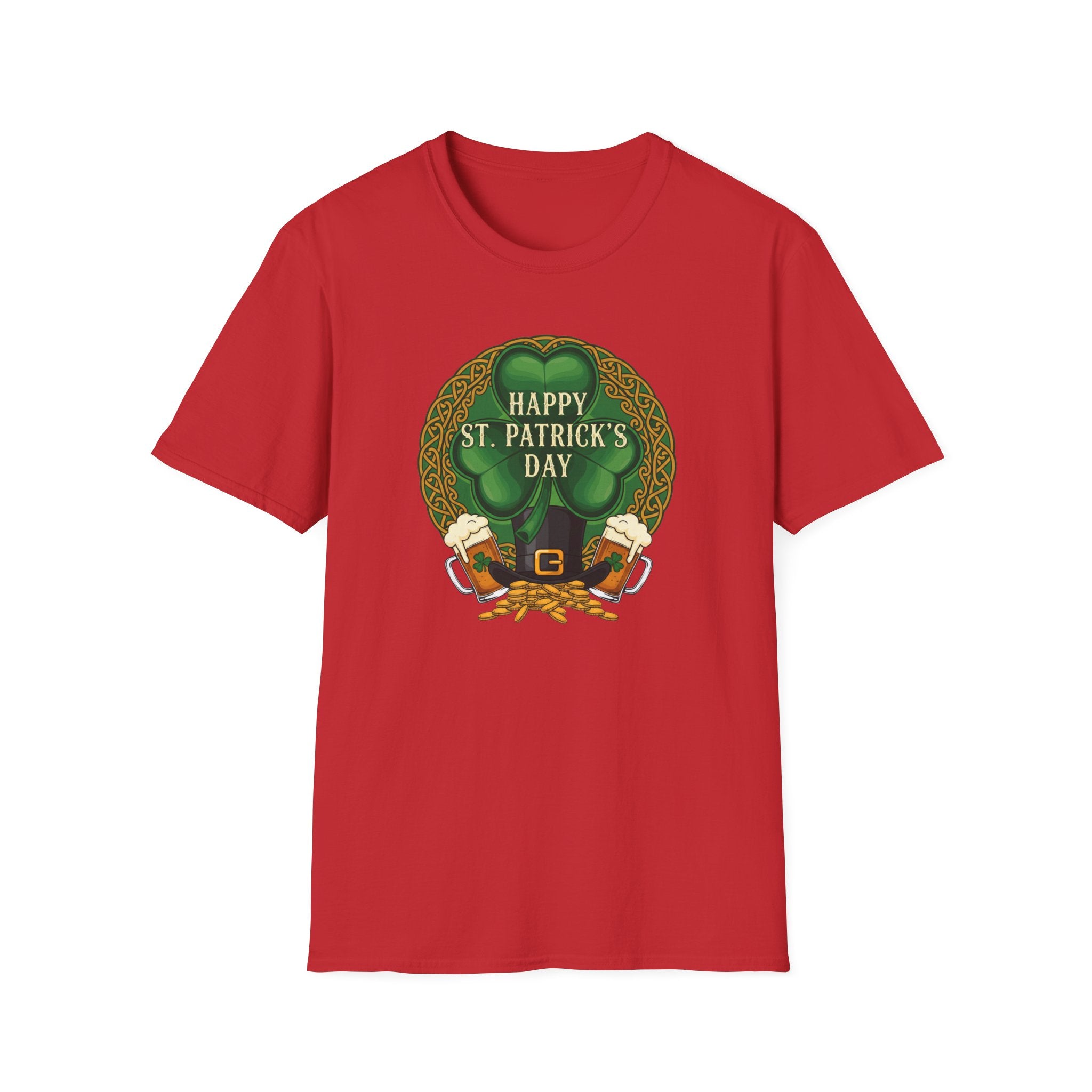St. Patrick's Day T-Shirt — "Happy St. Patrick's Day" Leprechaun Beer Graphic