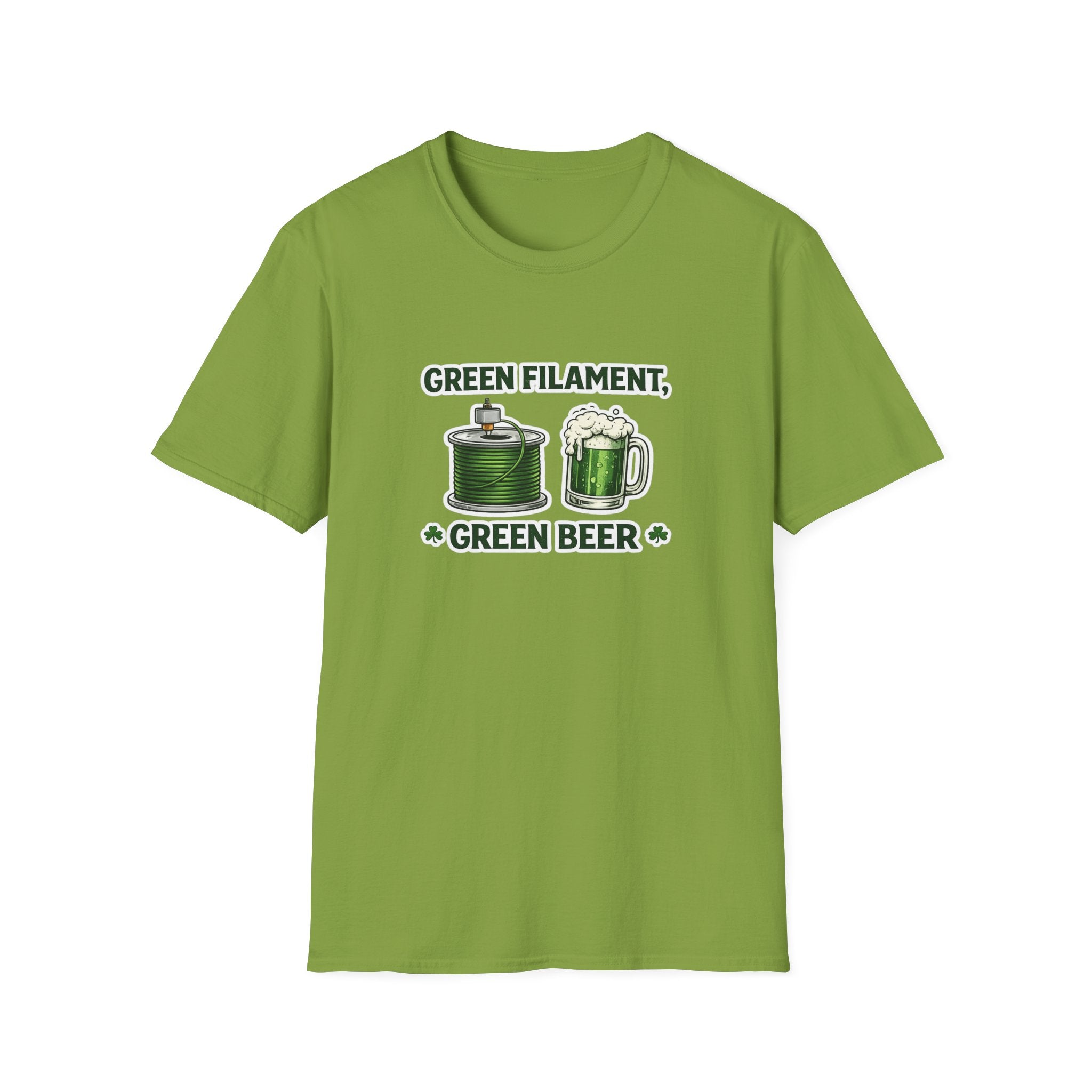 St. Patrick's Day 3D Printing T-Shirt - Green Filament & Green Beer - Funny Maker Holiday Tee