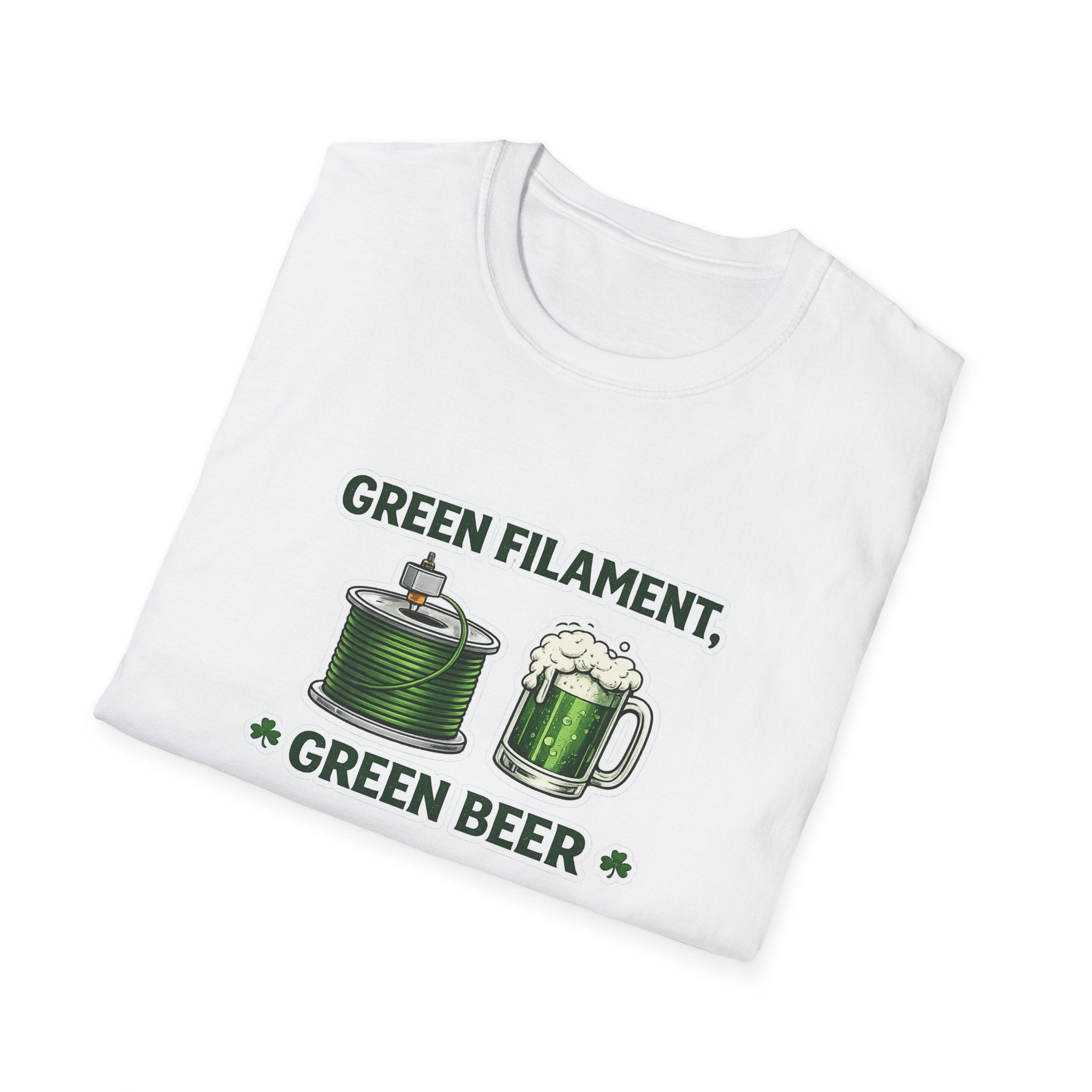 St. Patrick's Day 3D Printing T-Shirt - Green Filament & Green Beer - Funny Maker Holiday Tee